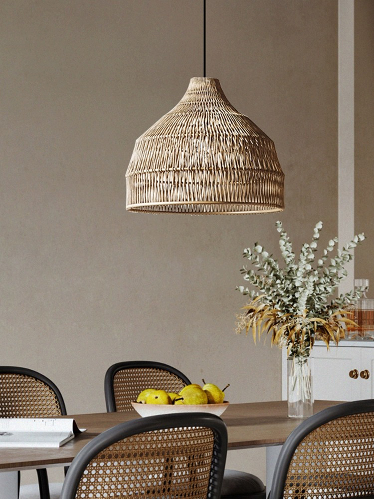 Outdoor Furniture Cafe - Simple Creative หวายจี้สําหรับโต๊ะรับประทานอาหารบาร์ใหม่ Retro Chandelier Designer
