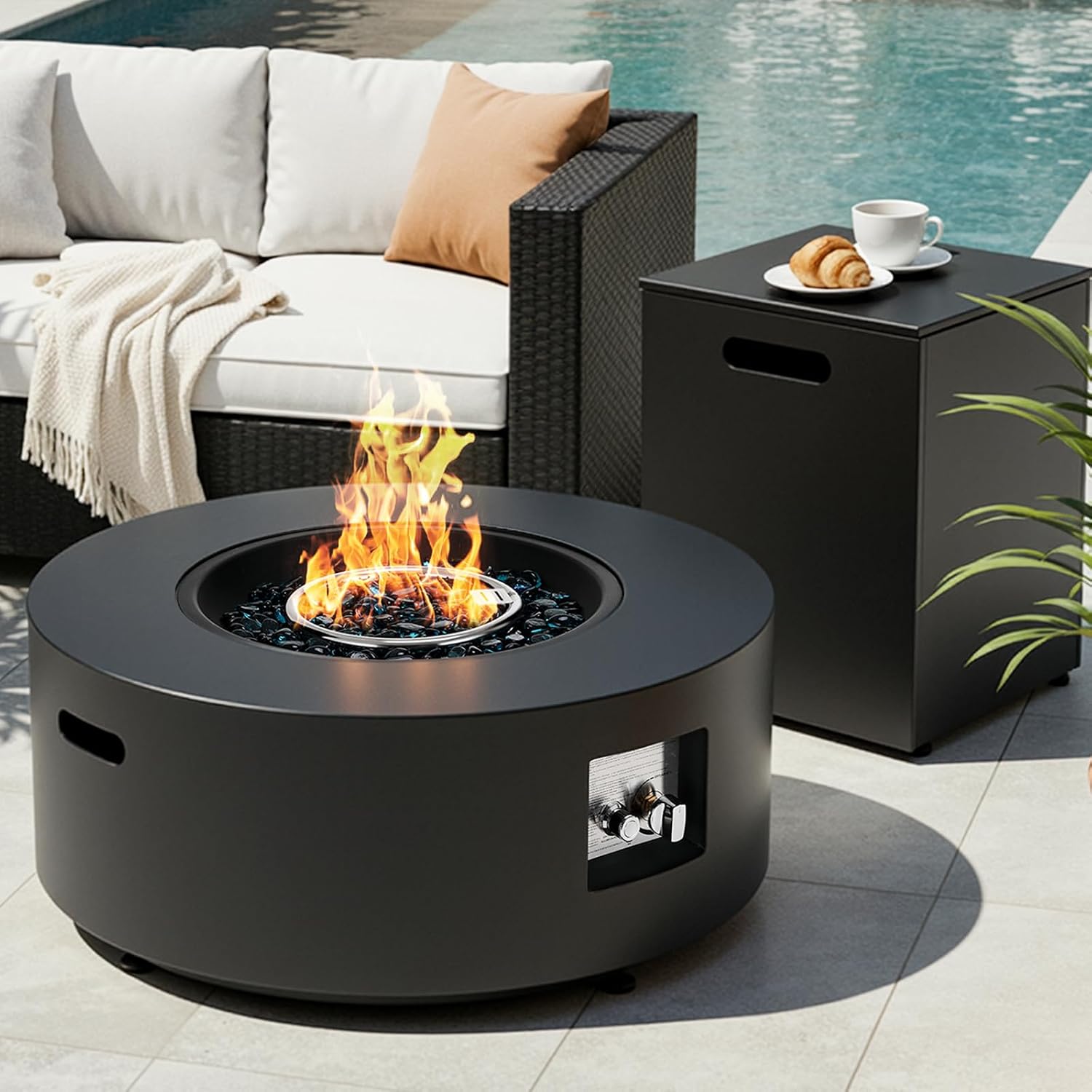 Outdoor Furniture With Fire Pit Table - ชุดเตาไฟแก๊สโพรเพนทรงกลมขนาด 30 นิ้ว 50000 BTU แบบ