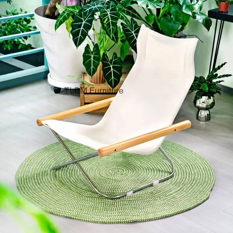Outdoor Furniture Japanese Style - เก้าอี้พักผ่อนพับได้แบบไม่ต้องประกอบ ผ้าใบ สำหรับระเบียง ลานบ้าน เก้าอี้เอนหลังสไตล์ญี่ปุ่น เก้าอี้แคมป์ปิ้ง