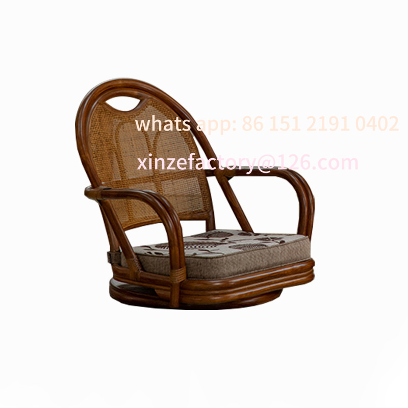 Outdoor Furniture Japanese Style - เก้าอี้พักผ่อนแบบญี่ปุ่นสไตล์วาบิซาบิ แบบนั่งบนเสื่อทาทามิ เหมาะสำหรับร้านน้ำชา ห้องพัก โต๊ะริมหน้าต่าง เก้าอี้หวายพนักพิงหมุนได้