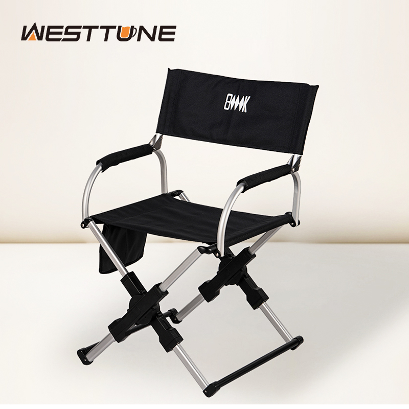Outdoor Furniture Rocking Chair - เก้าอี้ผู้กำกับพับได้สำหรับกิจกรรมกลางแจ้ง เก้าอี้แคมป์ปิ้ง ชายหาด ตกปลา ทำจากอลูมิเนียมอัลลอยด์ เหมาะสำหรับการเดินทาง