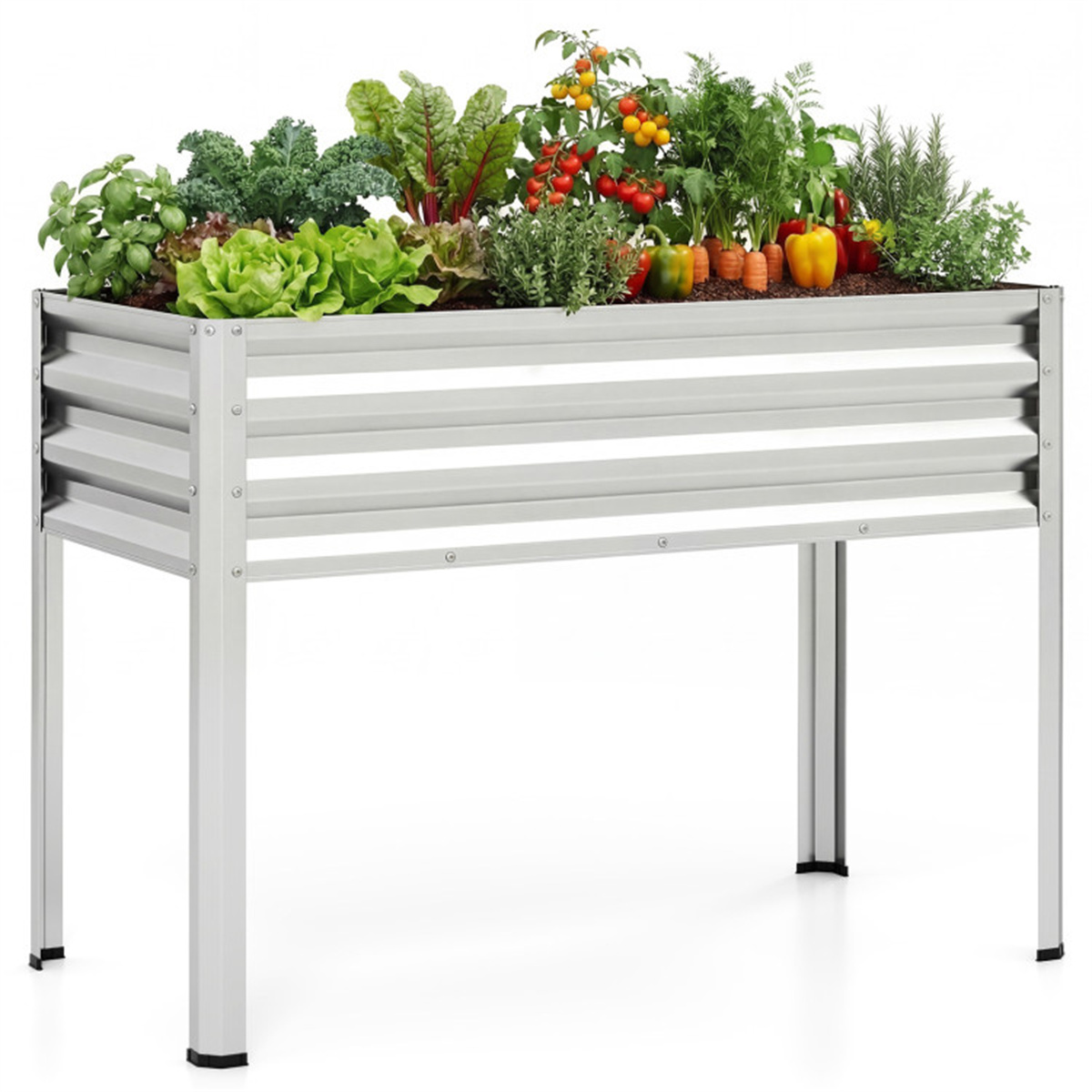 Planter Raised Metal - เตียงปลูกต้นไม้ยกสูงขนาด 44 นิ้ว พร้อมรูระบายน้ำ, กระถางปลูกต้นไม้โลหะสูง 32
