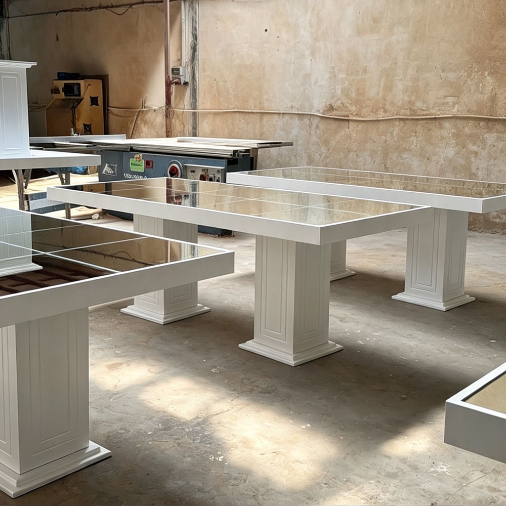 Outdoor Furniture Supplier - ผู้จัดจำหน่ายอุปกรณ์จัดงานแต่งงาน ขายโต๊ะรับประทานอาหารโรงแรม 10 ที่นั่ง โต๊ะสแตนเลสสำหรับงานกลางแจ้ง