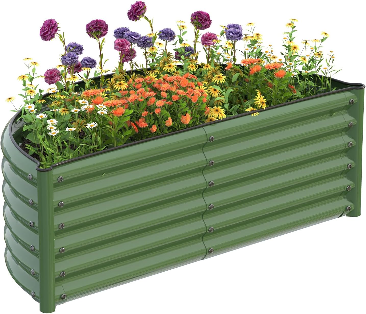 Planter Raised Metal - แปลงปลูกผักยกพื้นแบบชุบสังกะสีสำหรับกลางแจ้ง ชุดแปลงปลูกสูง 17 นิ้ว แบบไม่มีฐาน แปลงปลูกโลหะยกพื้น