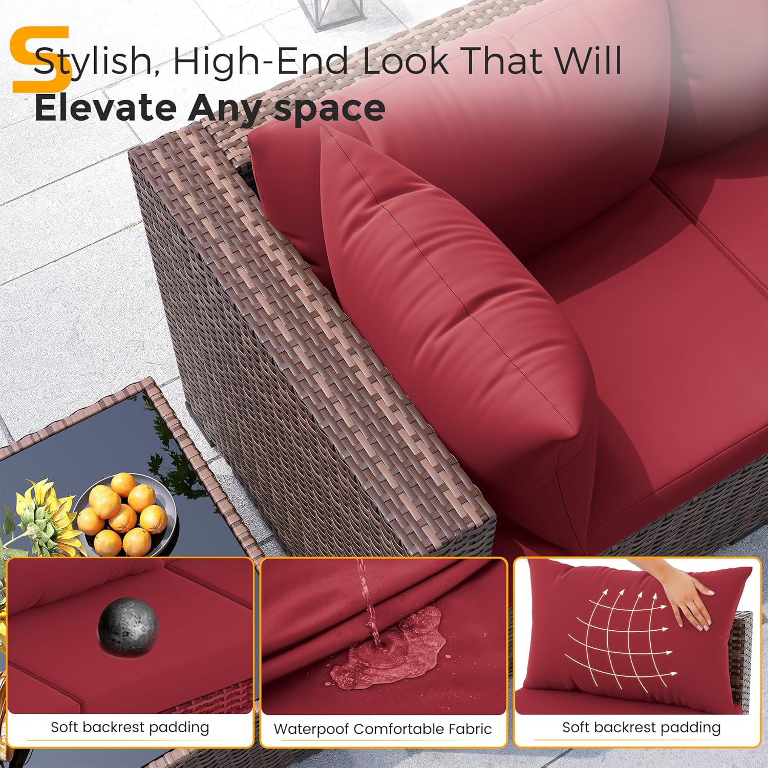 ชุดโซฟาหวาย 8 ชิ้น สำหรับทุกสภ - Outdoor Furniture With Fire Pit Table บทวิจารณ์และราคา