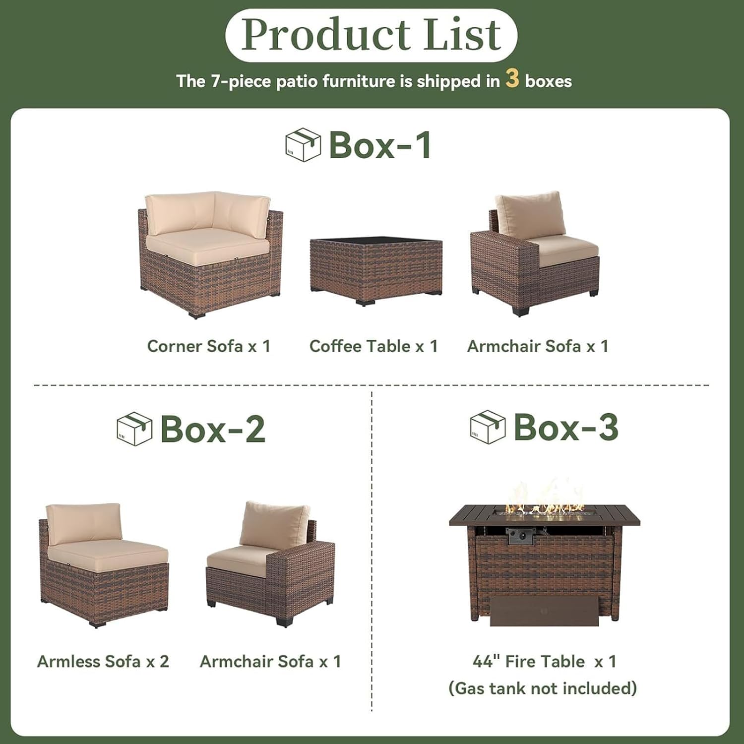 ชุดเฟอร์นิเจอร์ลานบ้าน 7 ชิ้น  - Outdoor Furniture With Fire Pit Table บทวิจารณ์และราคา