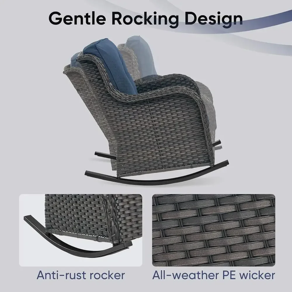 ชุดเก้าอี้โยกกลางแจ้งวัสดุหวาย - Outdoor Furniture Rocking Chair บทวิจารณ์และราคา