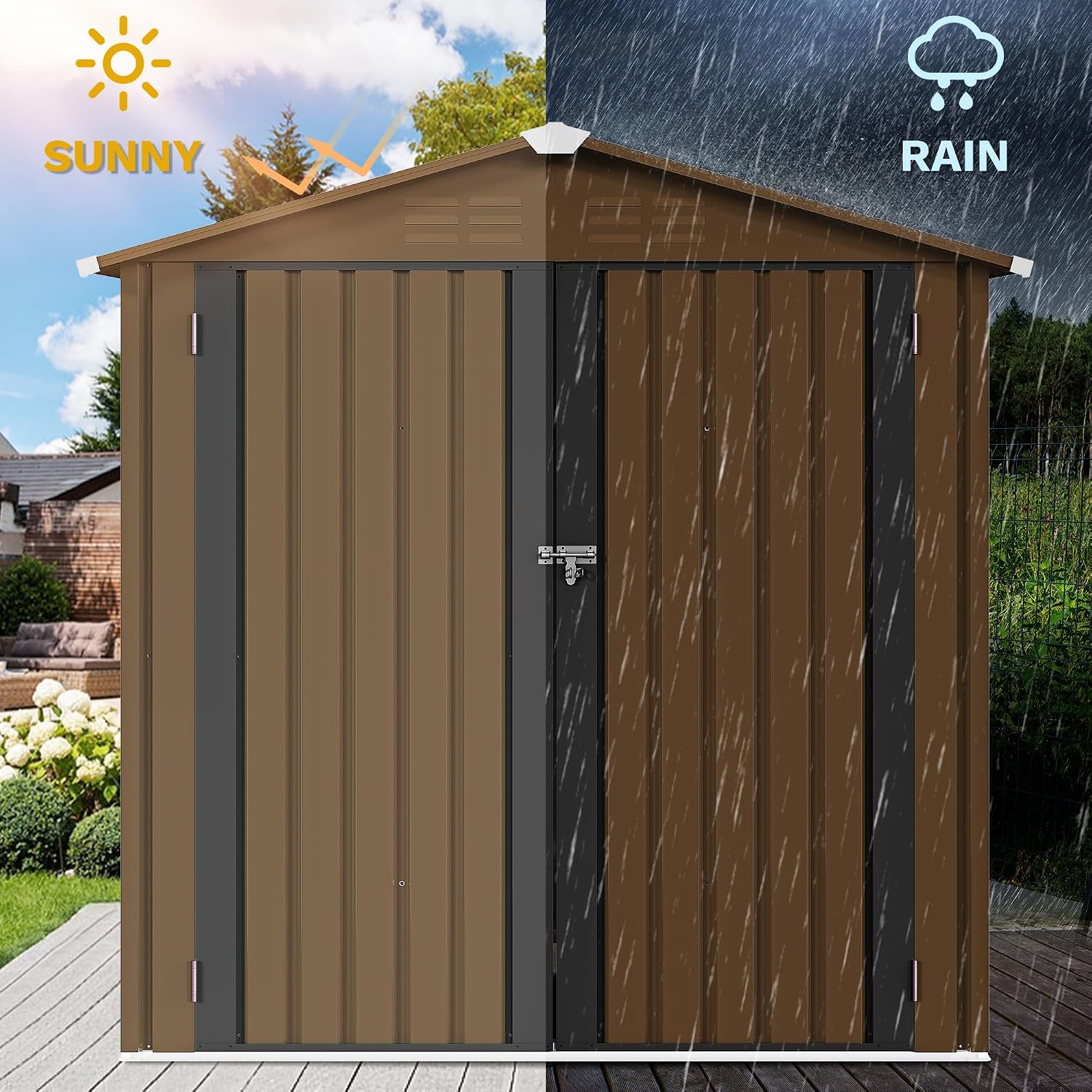 โรงเก็บของกลางแจ้งโลหะขนาด 6x4 - Outdoor Furniture With Storage บทวิจารณ์และราคา