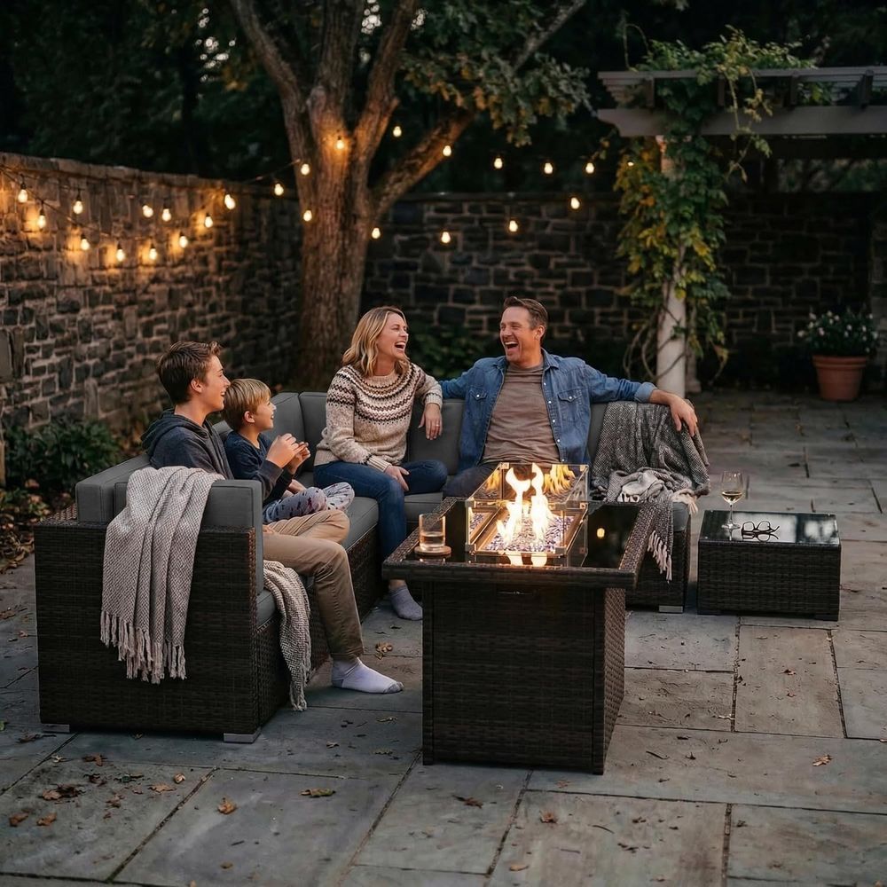 ชุดเฟอร์นิเจอร์ลานกลางแจ้ง 15  - Outdoor Furniture With Fire Pit Table บทวิจารณ์และราคา