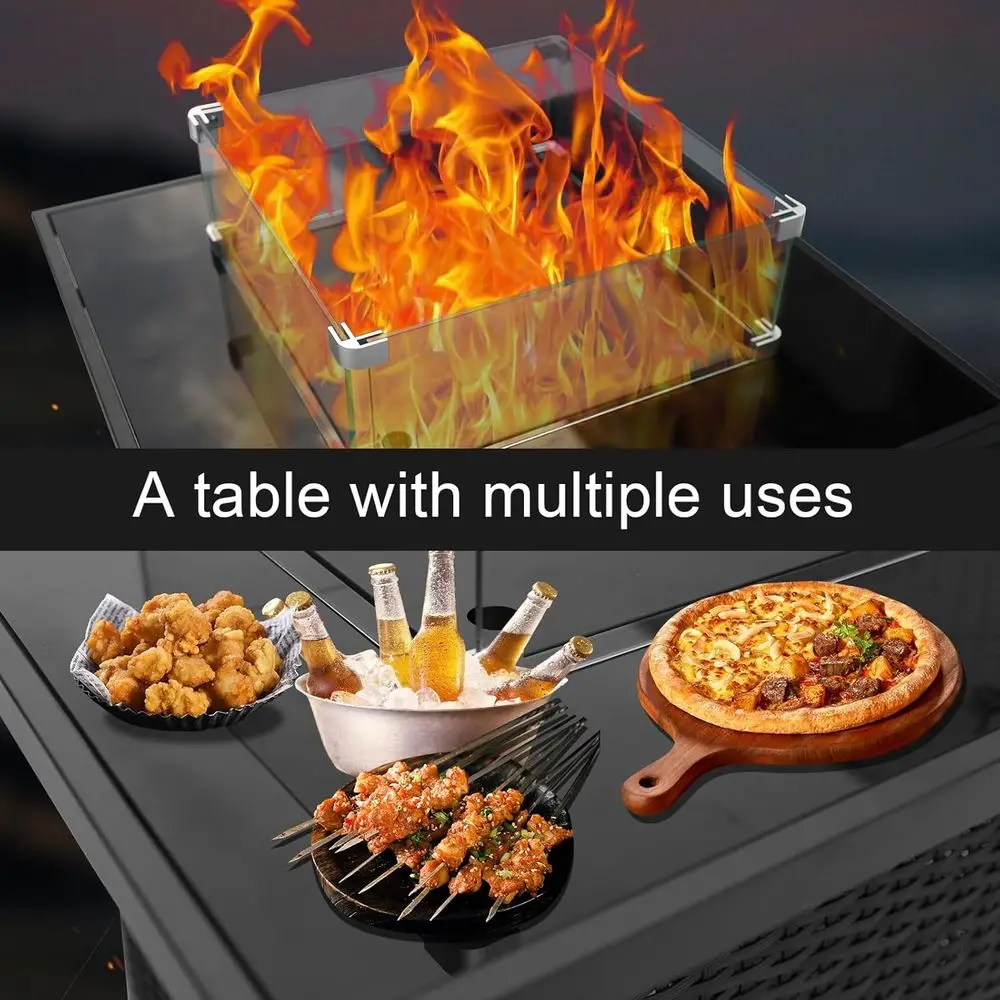 ชุดเฟอร์นิเจอร์หวายสำหรับลานกล - Outdoor Furniture With Fire Pit Table บทวิจารณ์และราคา