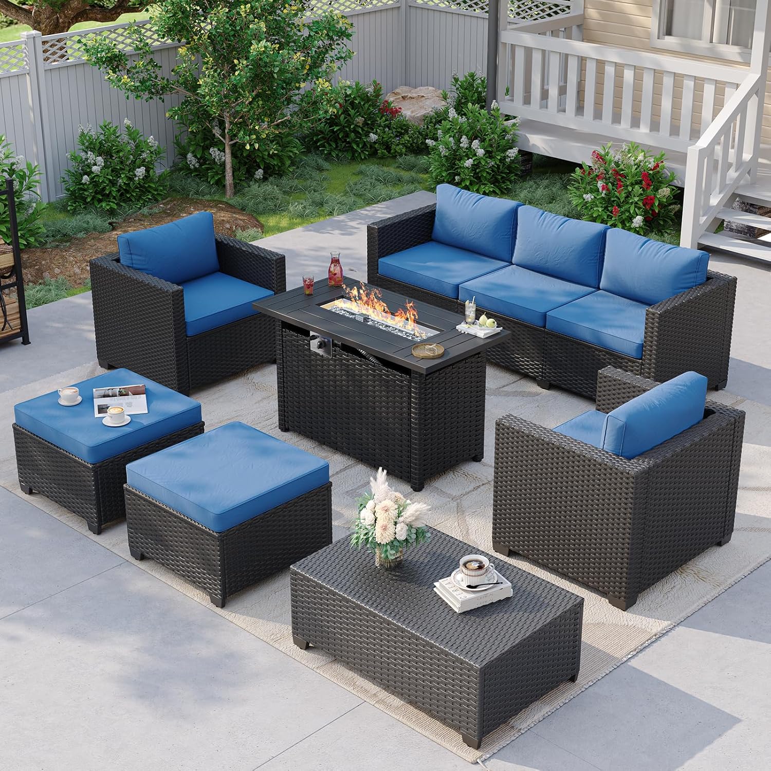 โซฟาแบบแยกส่วนสำหรับกลางแจ้งสี - Outdoor Furniture With Fire Pit Table บทวิจารณ์และราคา