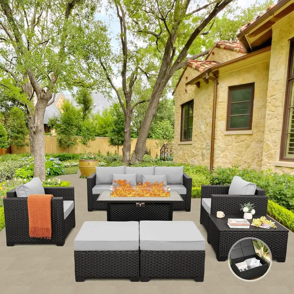 ชุดเฟอร์นิเจอร์ลานกลางแจ้ง 45  - Outdoor Furniture With Fire Pit Table บทวิจารณ์และราคา