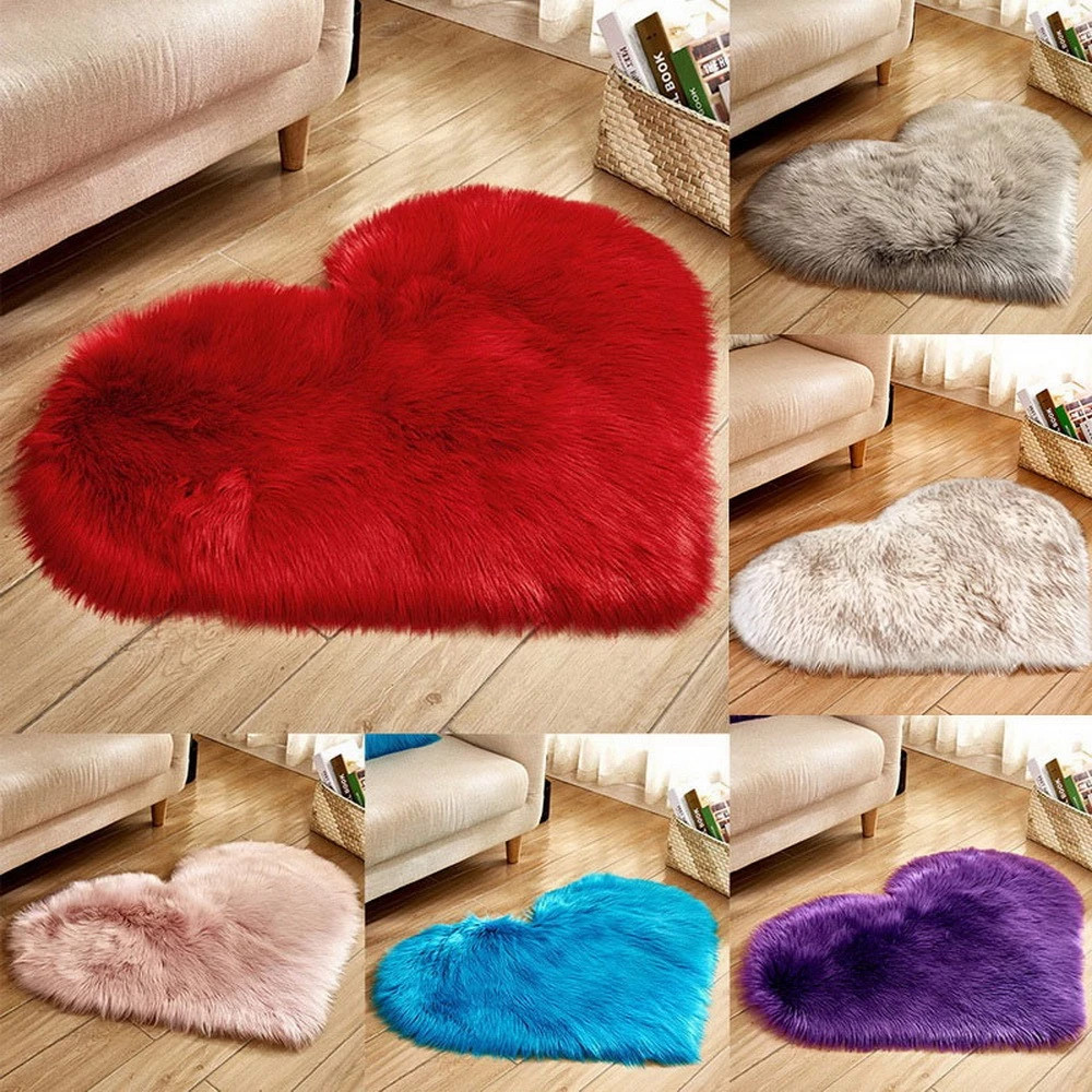 Furry สีทึบหัวใจพรมห้องนอนเบาะ - Outdoor Furniture Cafe บทวิจารณ์และราคา